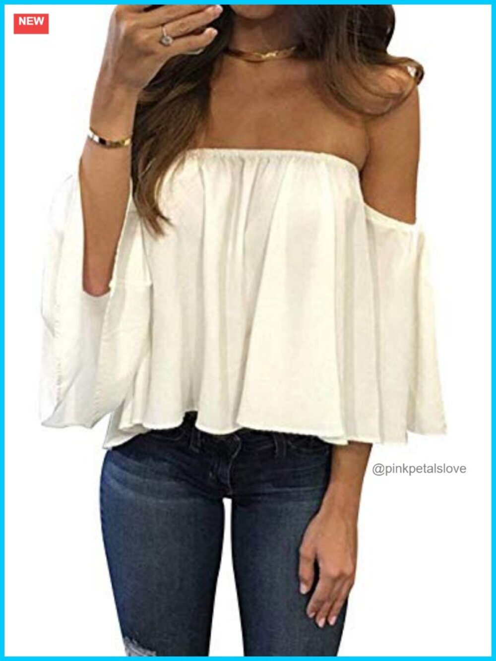 Off Shoulder Chiffon Blouse Ruffle Pleated Top